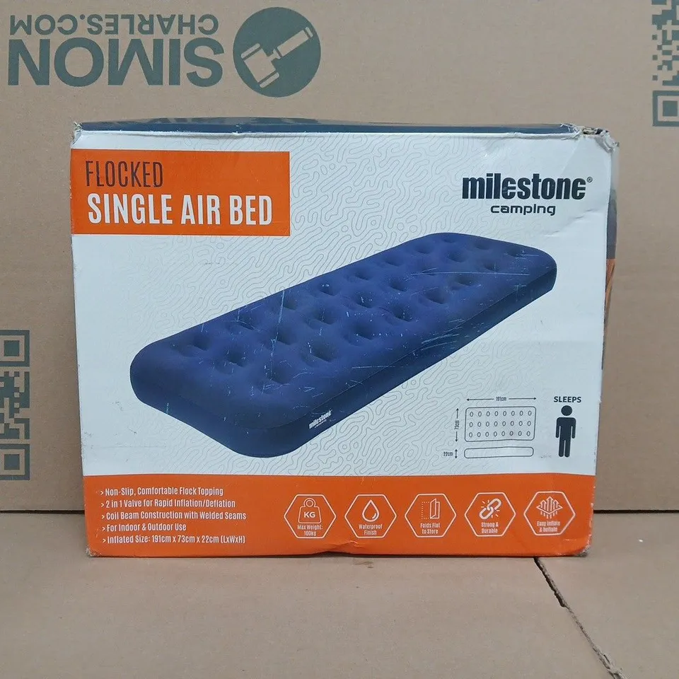 MILESTONE CAMPING FLOCKED SINGLE AIR BED