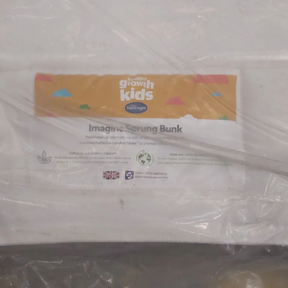 QUALITY BAGGED SILENTNIGHT 3FT SINGLE KIDS GROWTH IMAGINE SPRUNG BUNK MATTRESS 
