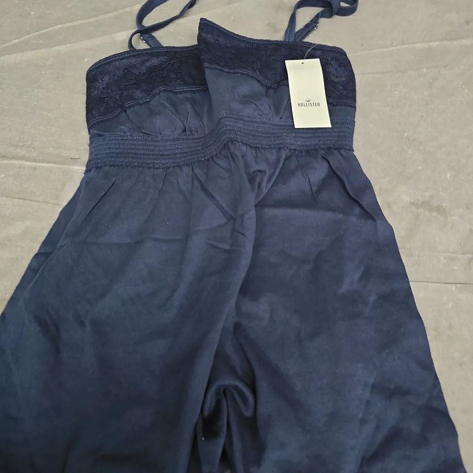 HOLLISTER NAVY LACE-STRAP PLAYSUIT, UK XXS