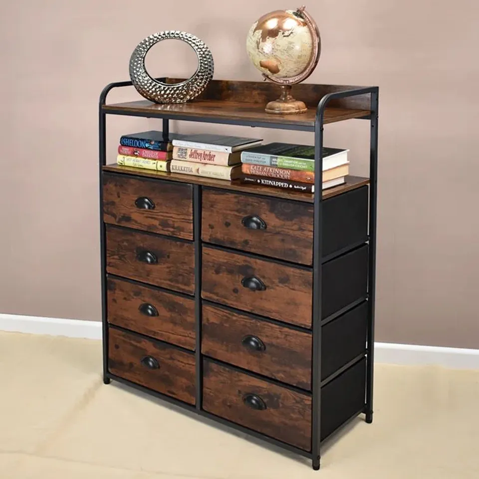 BOXED DOS PALOS ACCENT 8 DRAWER CHEST WOOD GRAIN