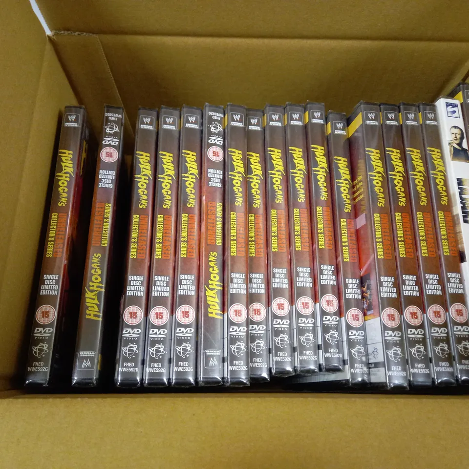 LOT OF APPROXIMATELY 18 DVDS TO INCLUDE 17 'HULK HOGAN UNRELEASED COLLECTORS SERIES SINGLE DISC LIMITED EDITION' DVDS, 1 'KAJAKI THE TRUE STORY' DVD
