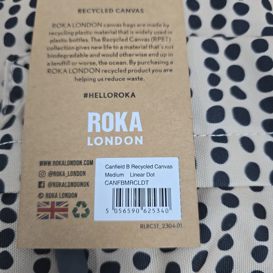 ROKA LONDON CANFIELD B RECYCLED CANVAS BAG – MEDIUM, LINEAR DOT