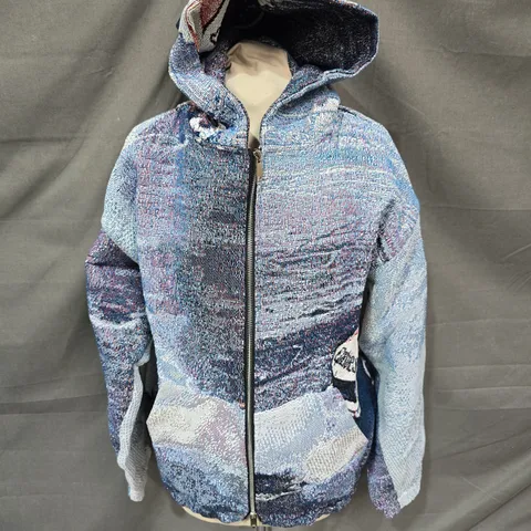 EPISODES MULTICOLOUR KNIT HOODIE JACKET – CAR PRINT, SIZE S (UK SMALL)