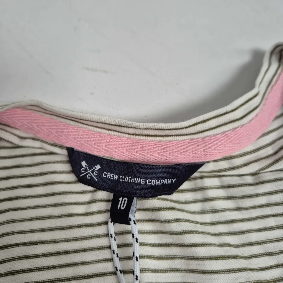 CREW CLOTHING COMPANY PERFECT V-NECK STRIPE SLUB TEE – CYPRESS UK SIZE 10
