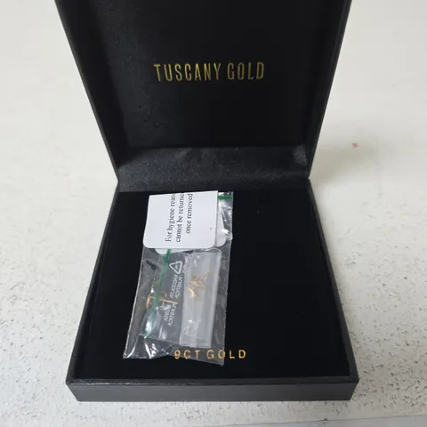 TUSCANY GOLD 9CT GOLD STUD EAR RINGS IN BLACK BOX