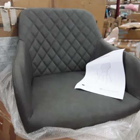 BOXED SET OF 2 UPHOLSTERED FAUX LEATHER DINING CHAIRS - GREY (1 BOX)