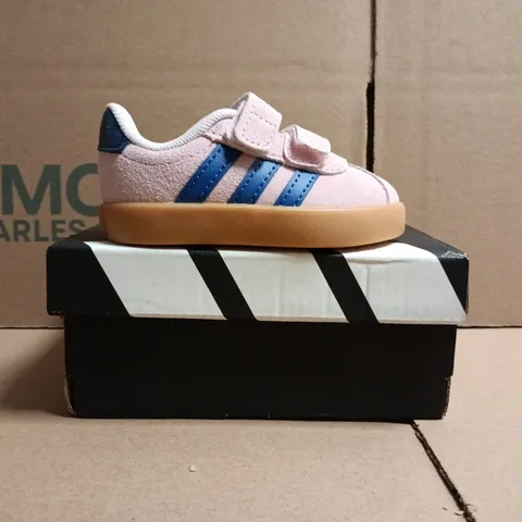 BOXED PAIR OF ADIDAS INFANT VL VOURT 3.0 TRAINERS IN PINK/BLUE SIZE UK 3