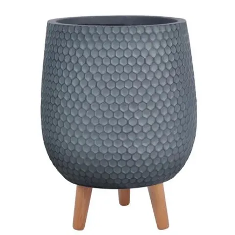 BOXED IDEALIST PLAITED STYLE EGG PLANTER WITH LEGS, INDOOR ROUND PLANT POT 