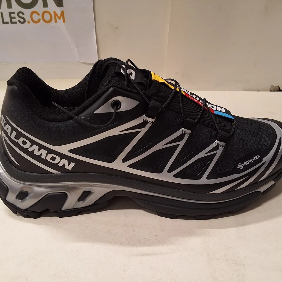 SALOMON XT-6 GTX SHOES – BLACK/BLACK/SILVER, UK 6