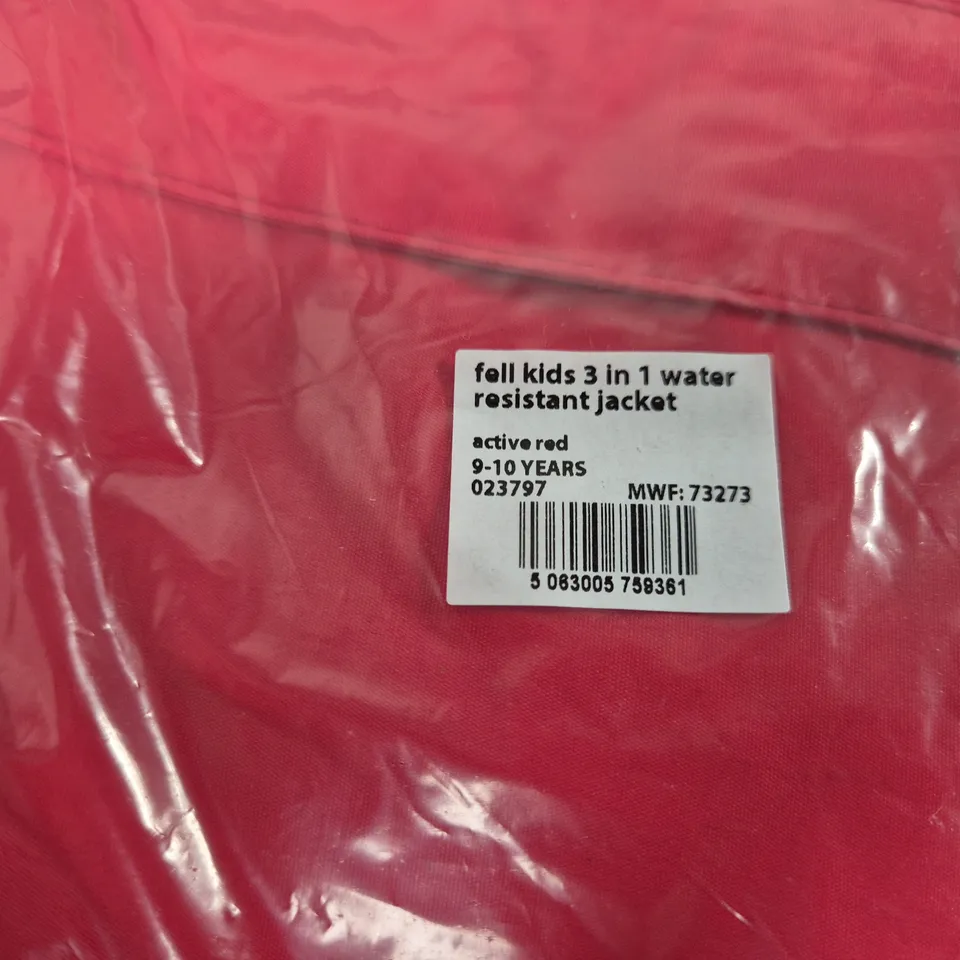MOUNTAIN WAREHOUSE UK 9-10 YEARS KIDS' 3-IN-1 WATER-RESISTANT JACKET – ACTIVE RED 