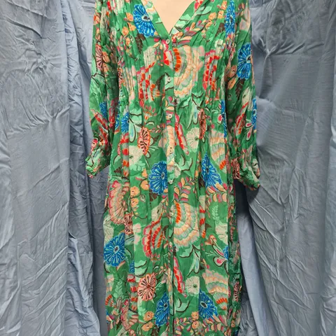EAST WOMEN'S GREEN FLORAL MAXI DRESS SIZE 12