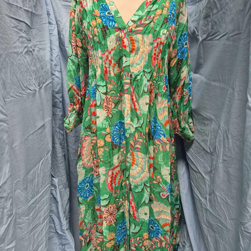 EAST WOMEN'S GREEN FLORAL MAXI DRESS SIZE 12