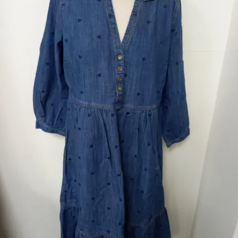 WHITE STUFF NAVY DENIM MIDI DRESS - UK 10 R