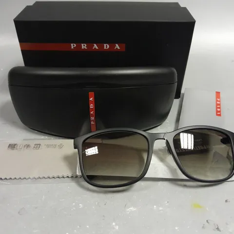 PRADA LINEA ROSSA BLACK FRAMED GLASSES IN CASE