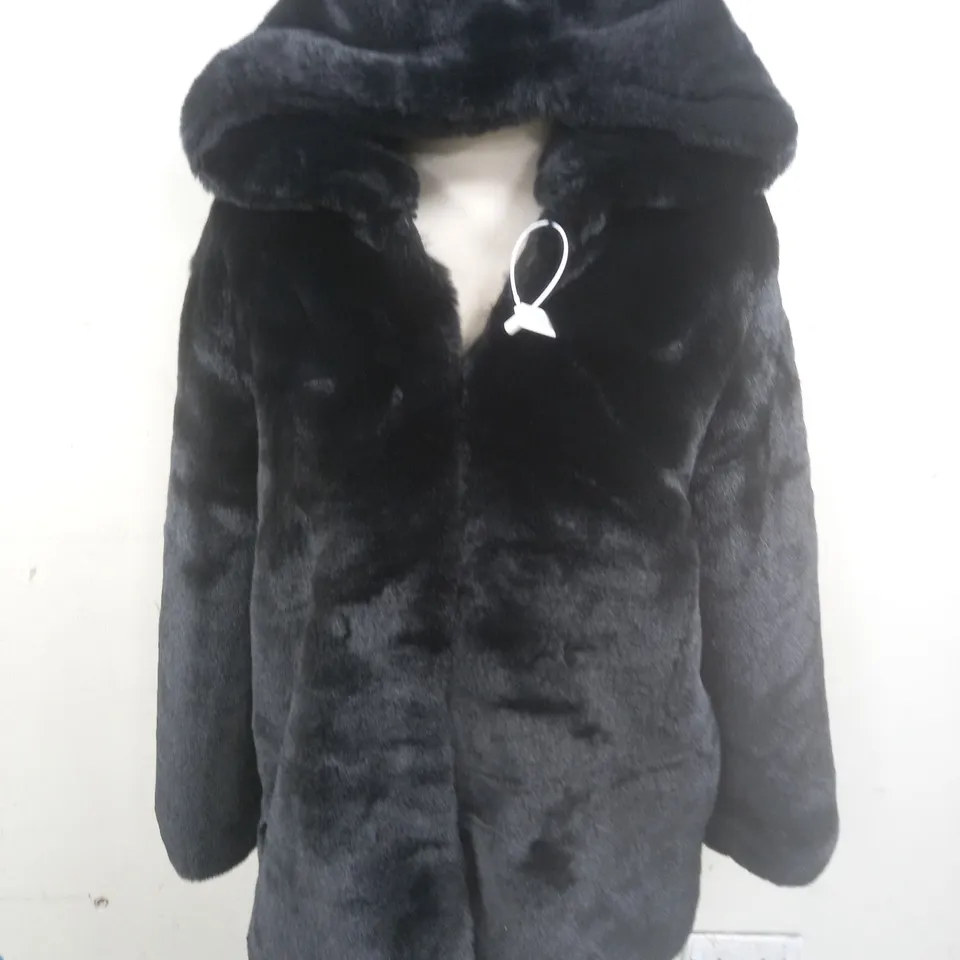 GINI LONDON BLACK HOODED LONG JUMPER - S/M