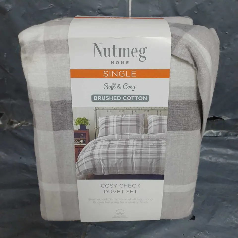 NUTMEG HOME SINGLE SOFY & COSY CHECK DUVET SET