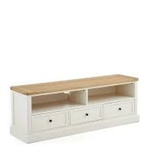 BOXED CHARLTON TV UNIT FITS UP TO 65" TV IN IVORY/OAK (1 BOX)