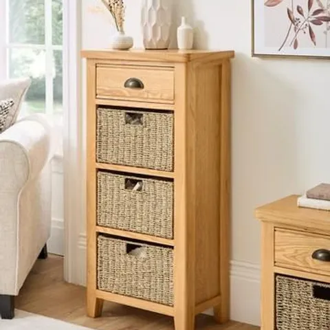 ASHWIN READY ASSEMBLED 1 DRAWER, 3 BASKET SIDEBOARD - COLLECTION ONLY