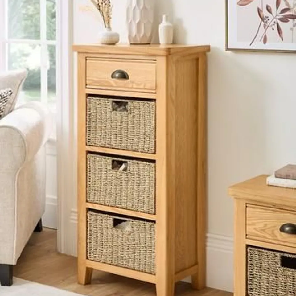 ASHWIN READY ASSEMBLED 1 DRAWER, 3 BASKET SIDEBOARD - COLLECTION ONLY RRP £20