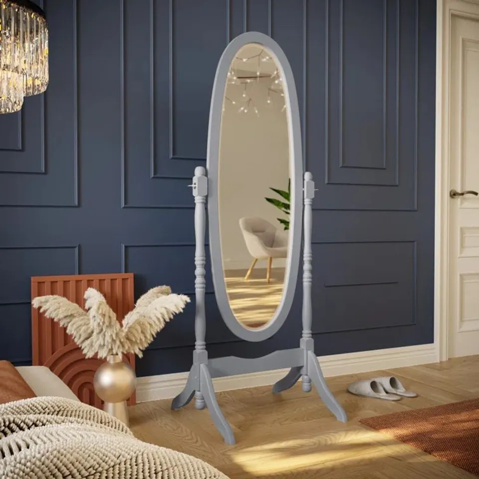 BOXED BEECROFT OVAL WOOD FRAMED FREESTANDING CHEVAL MIRROR (1 BOX)