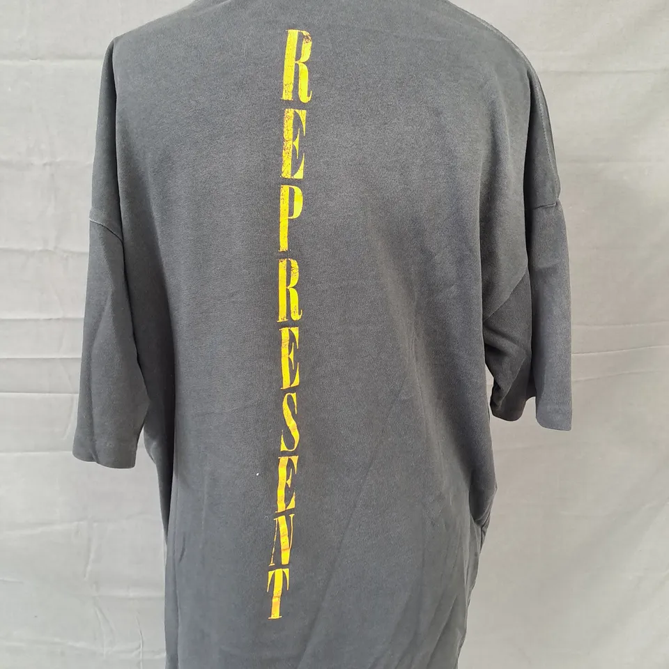 REPRESENT REBORN T-SHIRT IN AGED BLACK SIZE SMALL