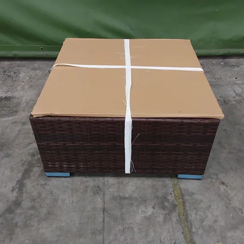 DESIGNER CHOCOLATE MIX RATTAN COFFEE TABLE WITH GLASS TOP