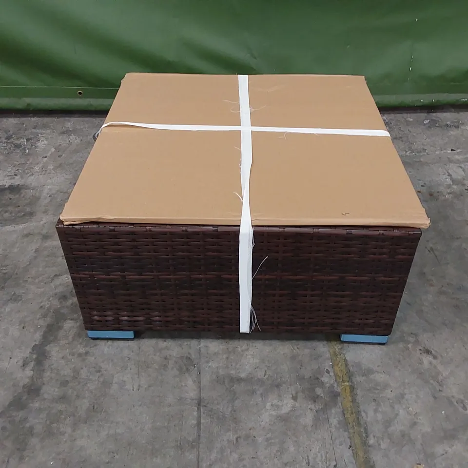 DESIGNER CHOCOLATE MIX RATTAN COFFEE TABLE WITH GLASS TOP