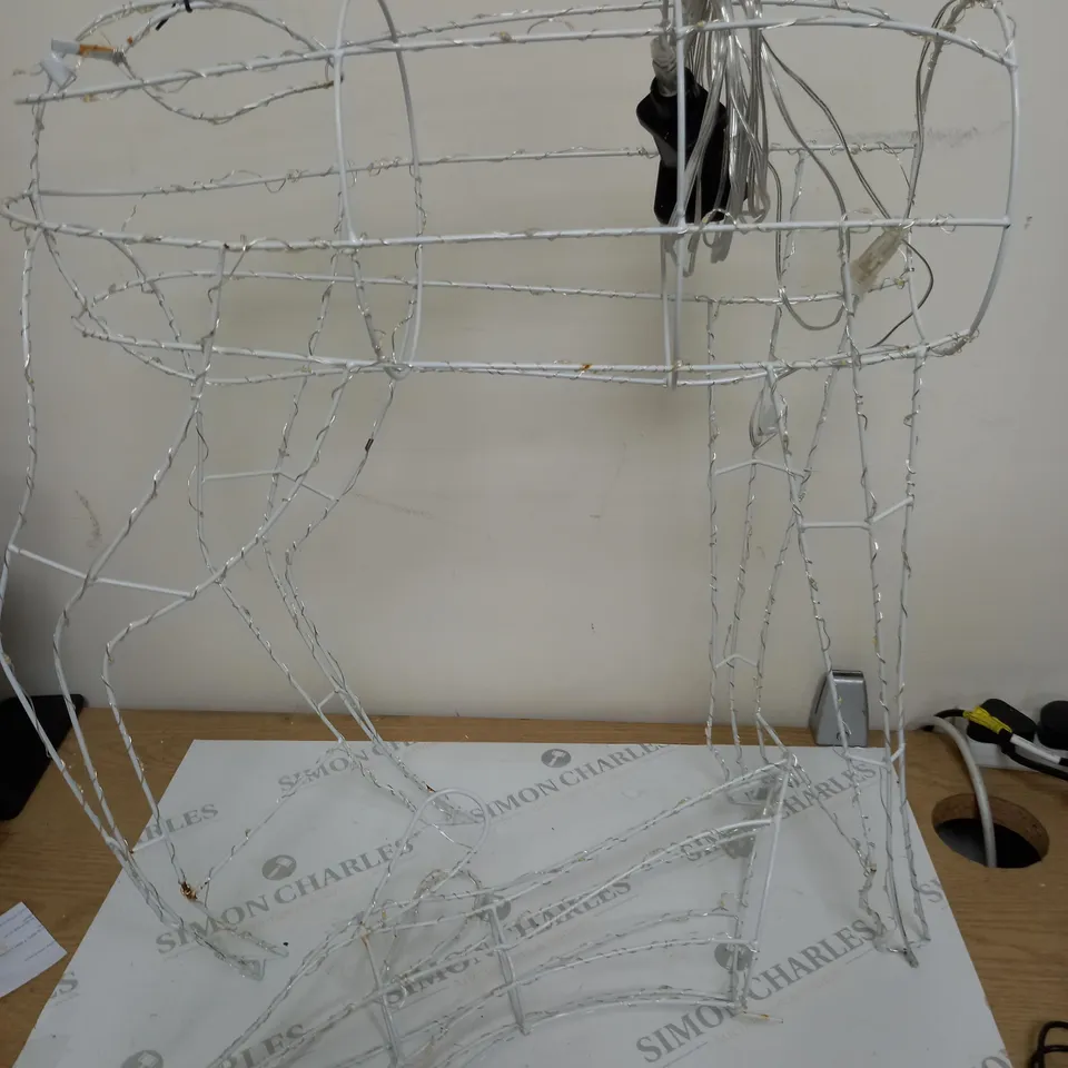 FESTIVE INDOOR /OUTDOOR PRE-LIT LED WHITE METAL DEER