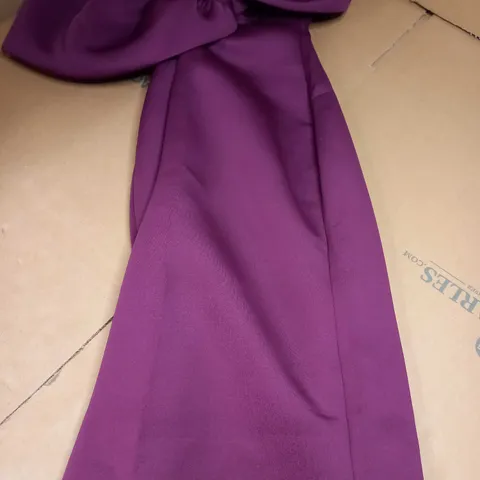 BOOHOO RASPBERRY PETITE RUFFLE BARDOT MIDI DRESS - SIZE 10