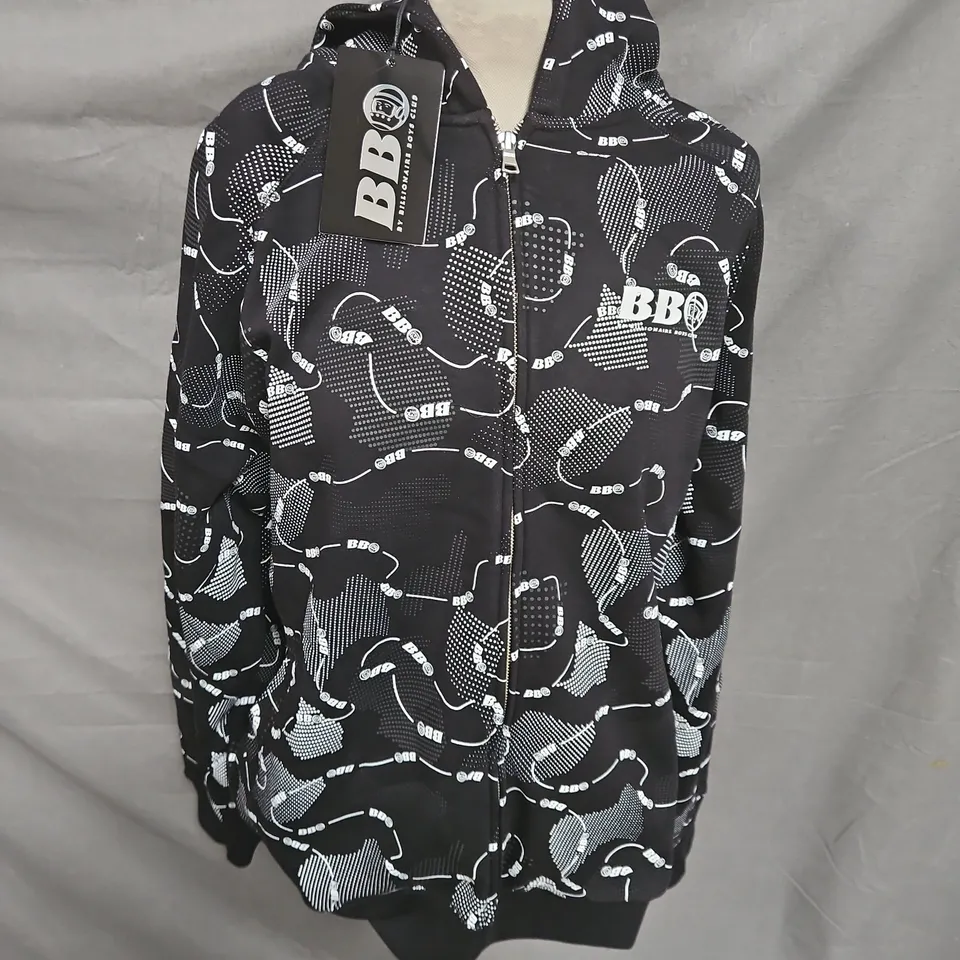 BILLIONARE BOYS CLUB ASTRO CAMO ZIP THROUGH HOODIE IN BLACK SIZE XL