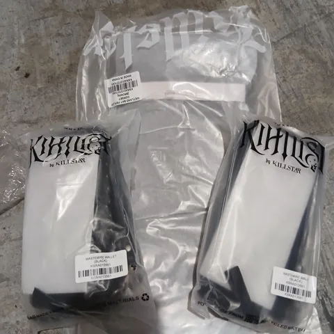 APPROXIMATELY 72 BRAND NEW KILLSTAR PRODUCTS TO INCLUDE; WASTEMIRE WALLET AND WETLAND BAT PEPLUM