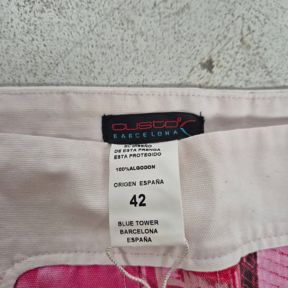 CUSTO BARCELONA WOMEN'S COTTON SKIRT – PINK PATCHWORK, UK 14 (EU 42)