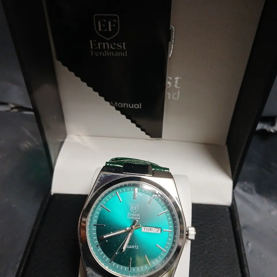 ERNEST FERDINAND QUARTZ WATCH – GREEN DIAL, GREEN STRAP