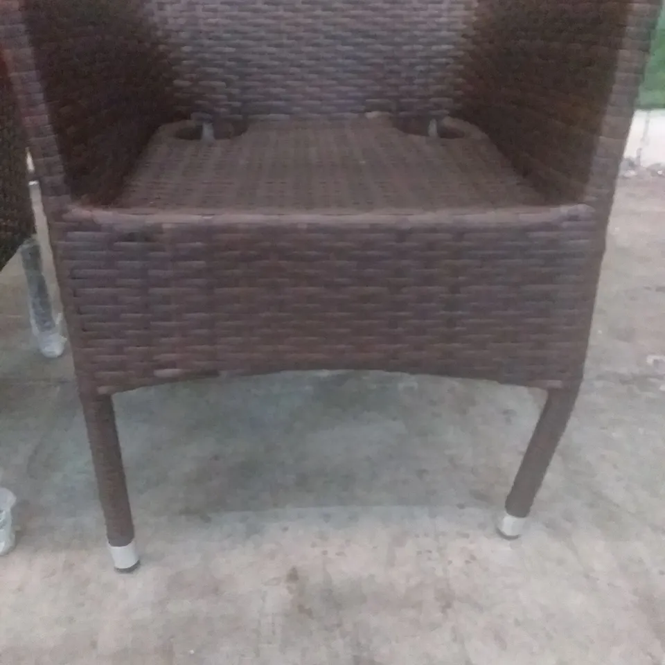 X4 RATTAN EFFECT GARDEN CHAIRS BROWN