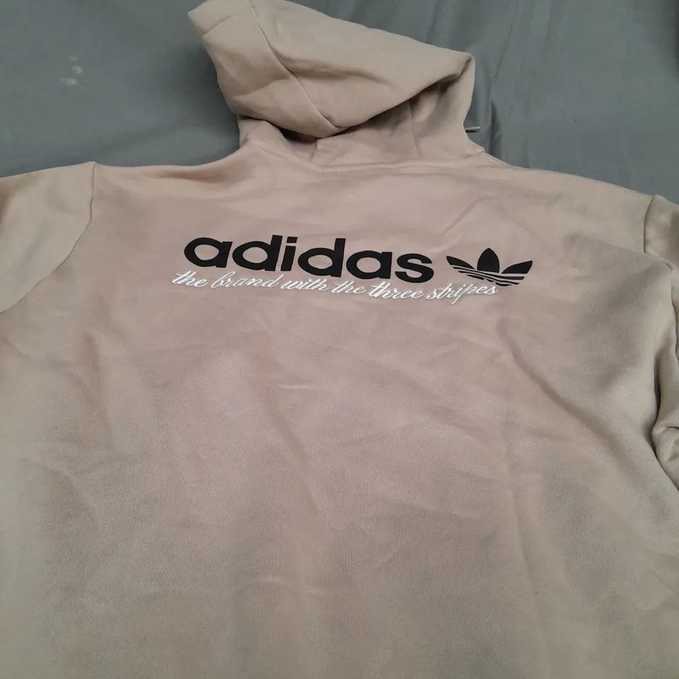 ADIDAS BROWN LOGO HOODIE  - XL