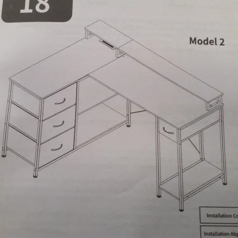 BOXED L-SHAPED COMPUTER DESK - WHITE