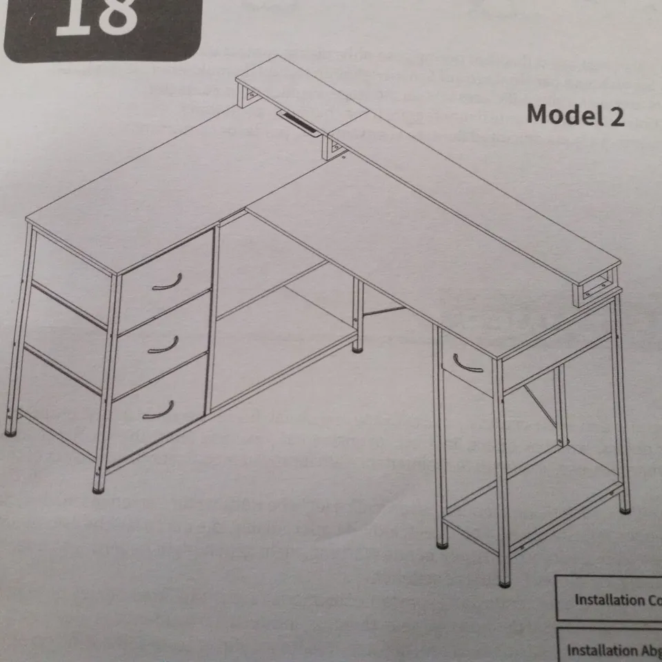 BOXED L-SHAPED COMPUTER DESK - WHITE