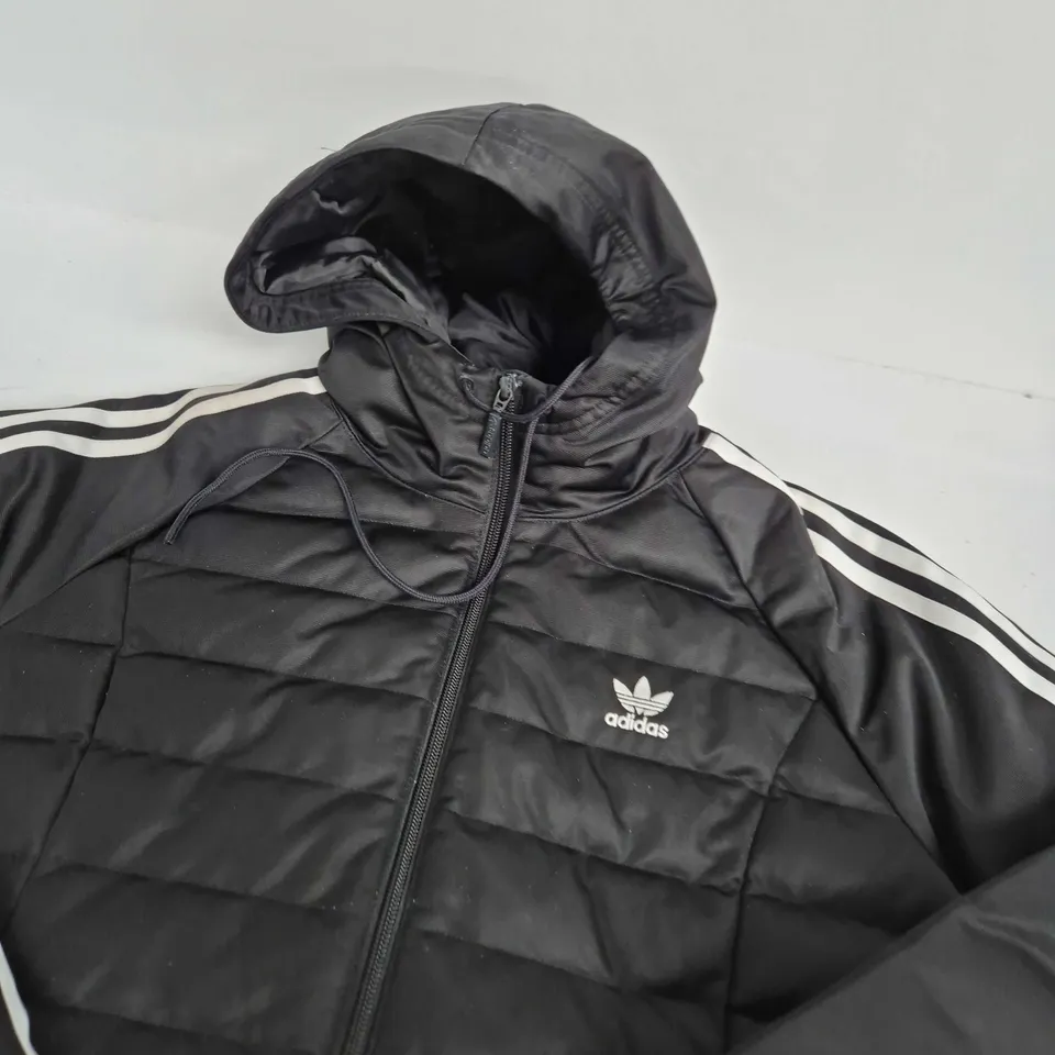 ADIDAS BLACK PUFFER JACKET - SIZE 14
