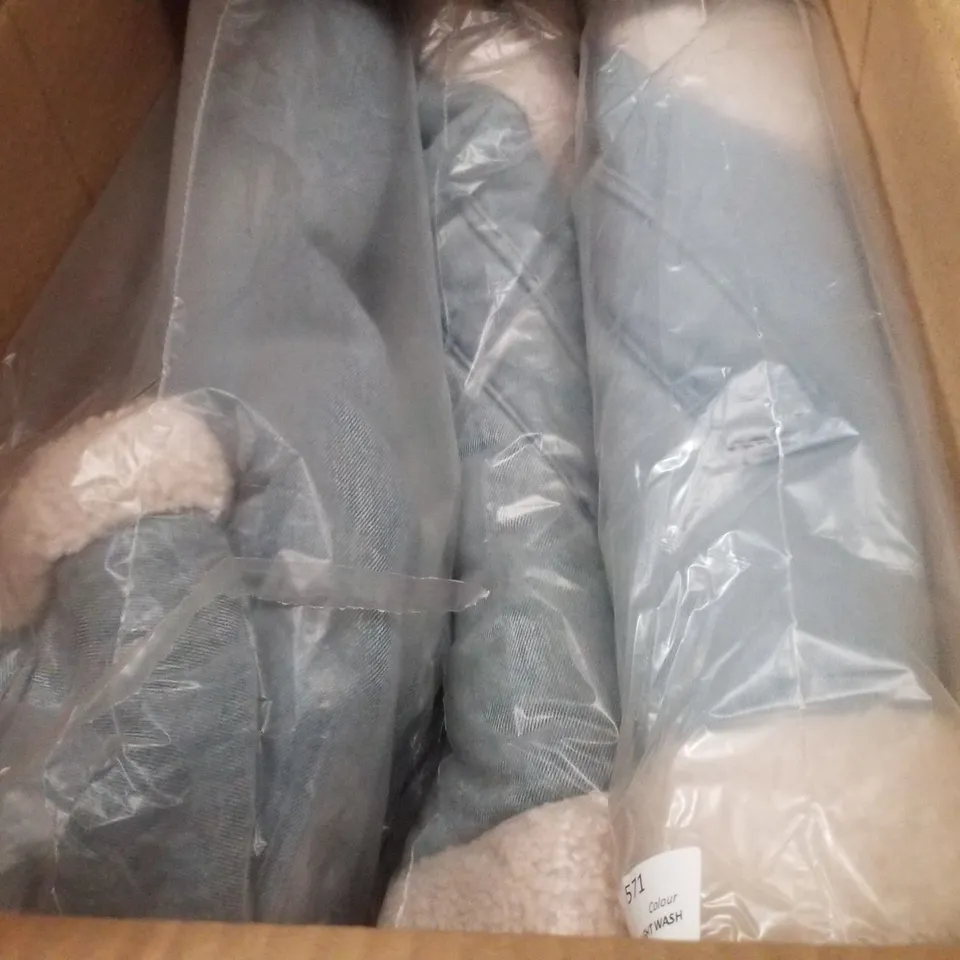BOX CONTAINING APPROXIMATELY 3 BRAND NEW SIMPLY BE BLUE REGULAR SLEEVELESS DENIM GILETS - SIZE 30