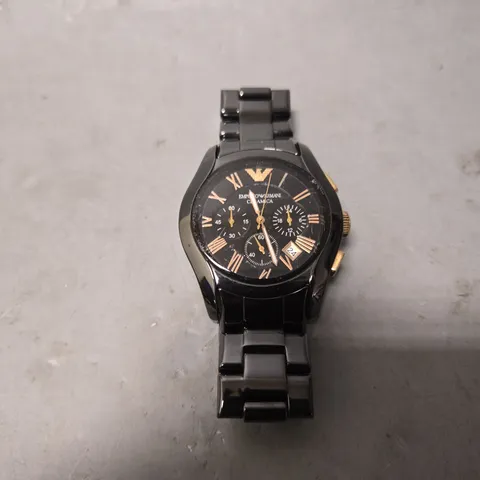 EMPORIO ARMANI ROSE GOLD BLACK WATCH 