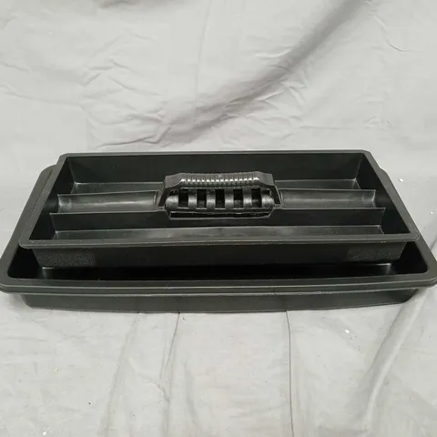 BLACK PLASTIC TWO-TIER STORAGE TRAY SET WITH INNER INSERT