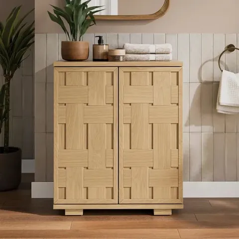 BOXED RHODES 2 DOOR CABINET - HATTON OAK (1 BOX)