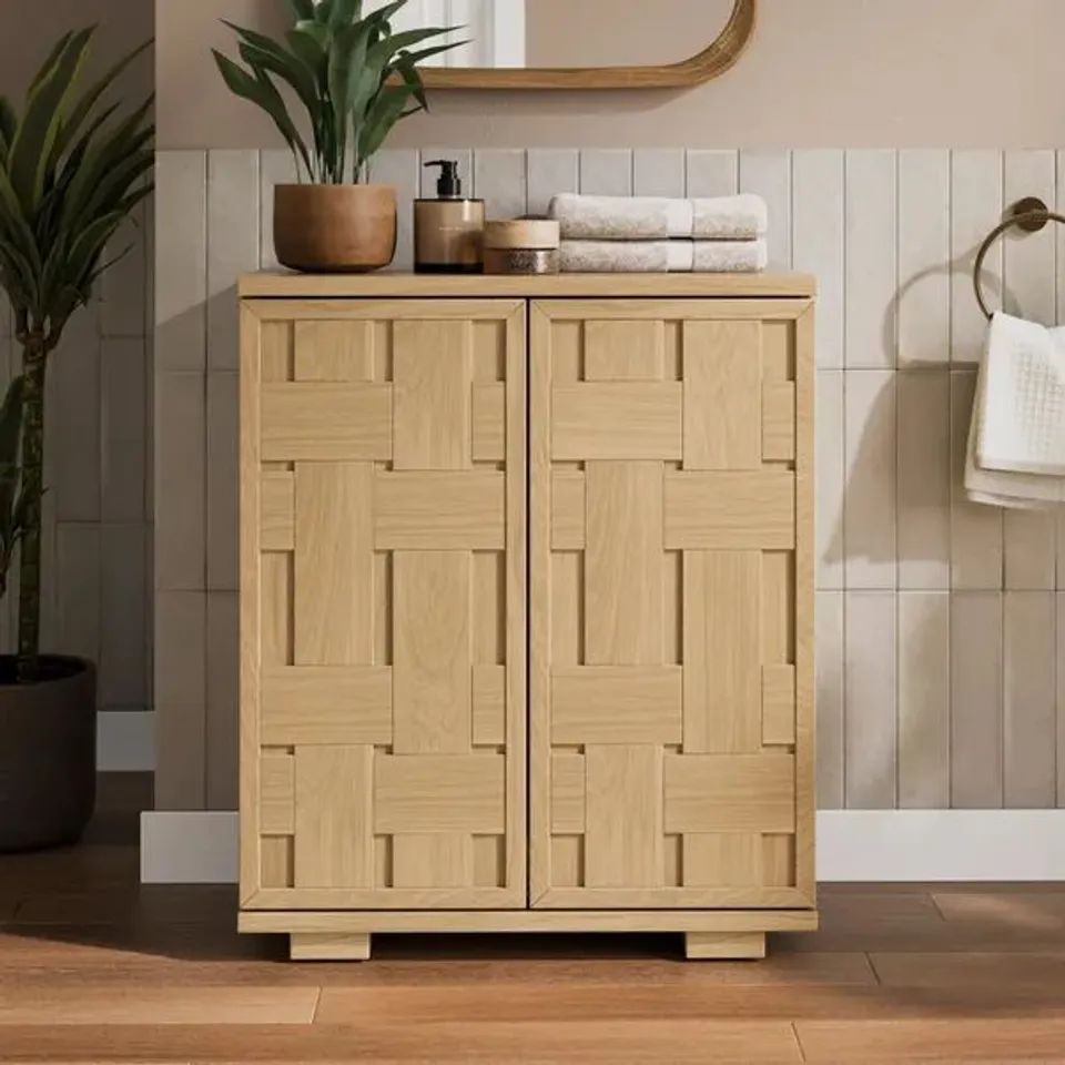 BOXED RHODES 2 DOOR CABINET - HATTON OAK (1 BOX)