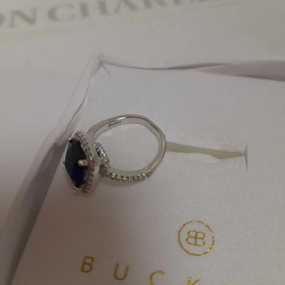 BUCKLEY THE FLAWLESS COLLECTION SAPPHIRE CUSHION SOLITAIRE RING