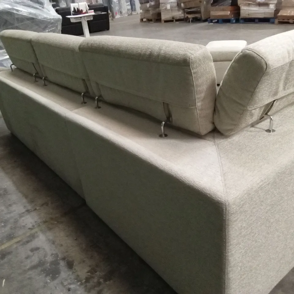 QUALITY DESIGNER ITALIAN MADE RICCARDO FABRIC CORNER SOFA WITH FOOTSTOOL - BEIGE 