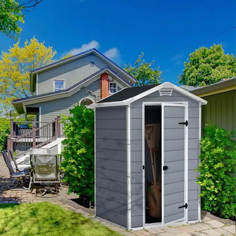 BOXED KETER 4X3 FT APEX MANOR RESIN SHED (1 BOX)
