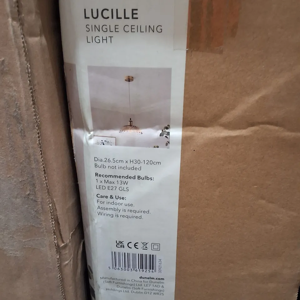 BOXED DUNELM LUCILLE SINGLE CEILING LIGHT