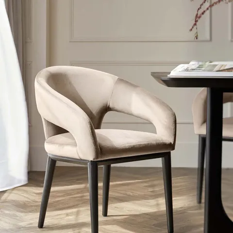 BOXED DANETTI HEATH CHAMPAGNE BLACK WOOD DINING CHAIR