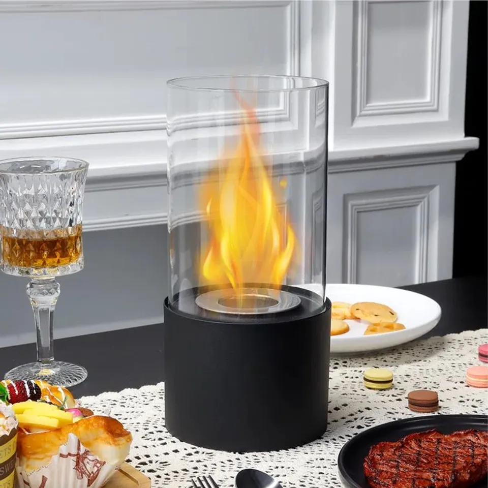 BOXED BELFRY HEATING 26CM BIO-ETHANOL OUTDOOR TABLETOP FIREPLACE WITH FLAME GUARD 