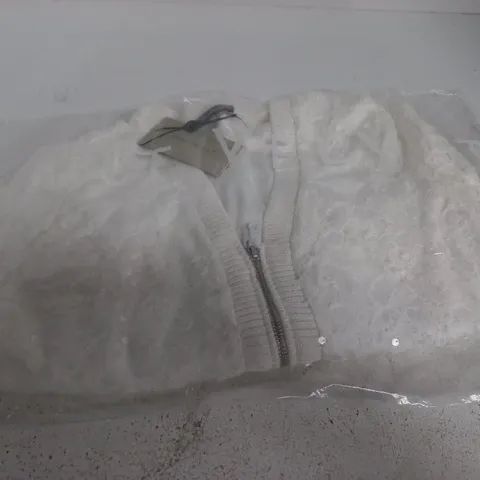 MINT VELVET IVORY SEQUIN BOMBER, UK SIZE S